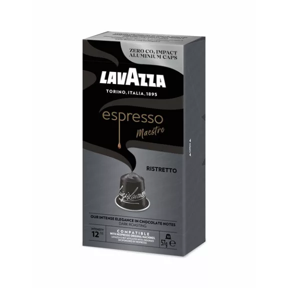 LAVAZZA Ristretto Nespresso kompatibilis alumínium kapszula csomag 10 db x 5.7g, intenzitás: 12/13 LAVAZZA Ristretto Nespresso kompatibilis alumínium kapszula csomag 10 db x 5.7g, intenzitás: 12/13