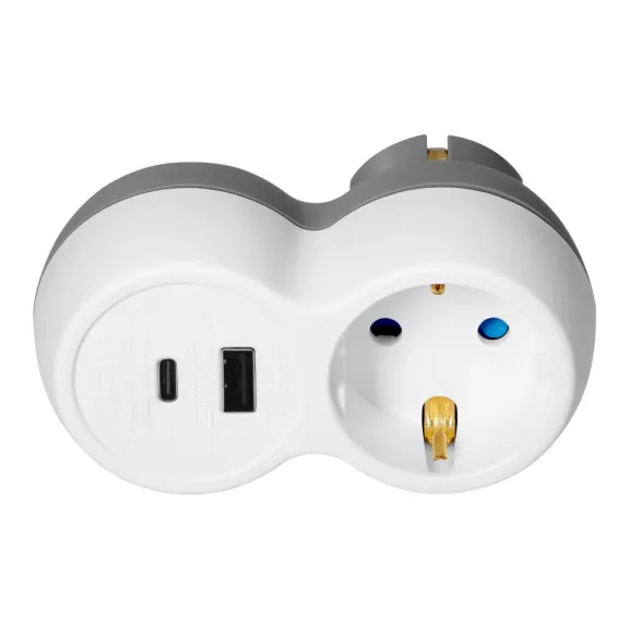 Földelt elosztó 2 USB A+C csatlakozóval Földelt elosztó 2 USB A+C csatlakozóval