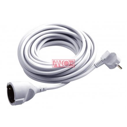 Lengő hosszabbitó 10m, fehér H05VV-F 3x1.5 mm² kábellel