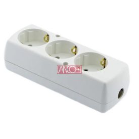   Szerelhető asztali elosztó, 3-as 16A fehér vezeték nélkül.