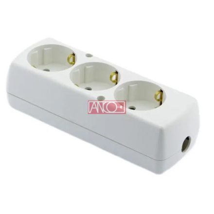 Szerelhető asztali elosztó, 3-as 16A fehér vezeték nélkül.