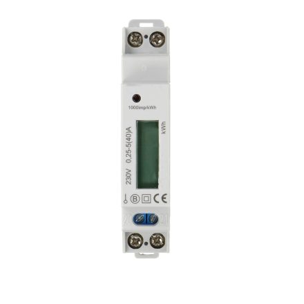Digitális almérő DIN sínre, 1 fázisú, MID hitelesített, 5-40A, 1000 impulzus/1Kwh