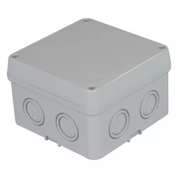   KÖTŐDOBOZ 110X110X70 IP67 PERFORÁLT OLDALFALÚ, TELI TETŐ, 8DB KIKÖNNYÍTÉS