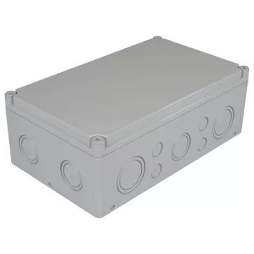   KÖTŐDOBOZ 180X300X110 IP67 PERFORÁLT OLDALFAL, TELI TETŐ, 10DB KIKÖNNYÍTÉS