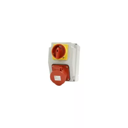 SZERELT IPARI DOBOZ 120×170MM IP44 3 FÁZISÚ (75X75) ALJZAT 5X32A 1DB+KAPCSOLÓ 32A 1DB 3317-000-7001H