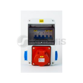   SZERELT IPARI DOBOZ INSTALLÁCIÓVAL,130X220MM, 2X(2P+F) OLDALSÓ,1X (5P16A) IP44, KISMEGSZAKÍTÓVAL, VEZETÉKELVE  1 x 2,5 mm2