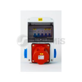   SZERELT IPARI DOBOZ INSTALLÁCIÓVAL,130X220MM, 1X(5P32A)+ 2X(2P+F) OLDALSÓ, IP44, KISMEGSZAKÍTÓVAL