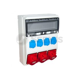   IPARI DOBOZ SZERELT 300X400MM, IP44, 1X(5P16A)+2X(5P32A) + 4X(2P+F), GYORSCSATLAKOZÓS ALJZATOKKAL