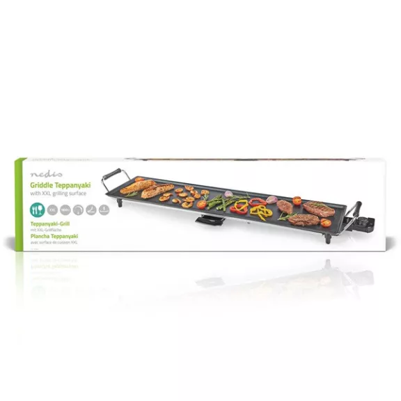 Nedis FCTE110EBK90 teppanyaki látvány grillsütő, 1800W, szabályozható hőmérséklet, csepptálca Nedis FCTE110EBK90 teppanyaki látvány grillsütő, 1800W, szabályozható hőmérséklet, csepptálca