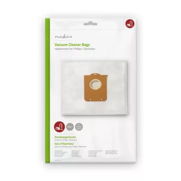   Nedis DUBG120AEP10 S-BAG porzsák Philips és Electrolux porszívókhoz, 10 db, 5 rétegű szűrő, 1 db mikroszűrő