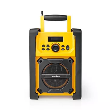   Nedis RDFM3100YW munka rádió, FM, bluetooth, rezgéscsillapítás, 15W, 20 FM állomás, 3,5 mm audióbemenet