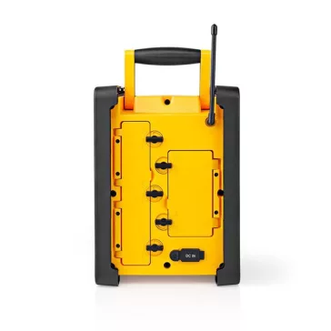   Nedis RDFM3100YW munka rádió, FM, bluetooth, rezgéscsillapítás, 15W, 20 FM állomás, 3,5 mm audióbemenet