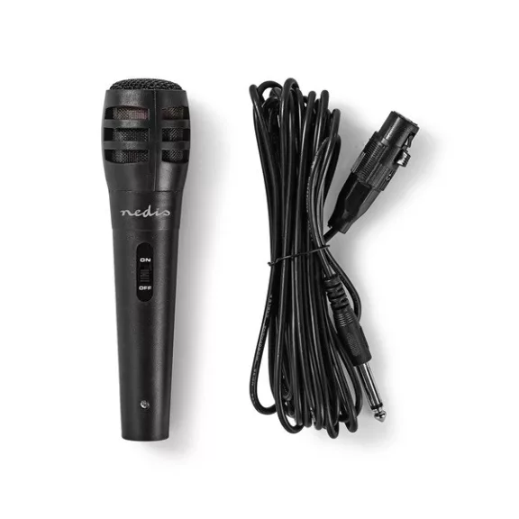 Nedis MPWD15BK dinamikus mikrofon, 5m levehető kábel, 80Hz-12kHz, 600 Omh, 75dB, utazó tok, integrált kapcsoló Nedis MPWD15BK dinamikus mikrofon, 5m levehető kábel, 80Hz-12kHz, 600 Omh, 75dB, utazó tok, integrált kapcsoló
