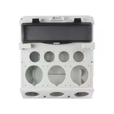  Üres ipari doboz 300x340, IP44, 4x(2P+F)+3x(83x90)+3x(75x75)szerelvekhez előkészített, 14 modul