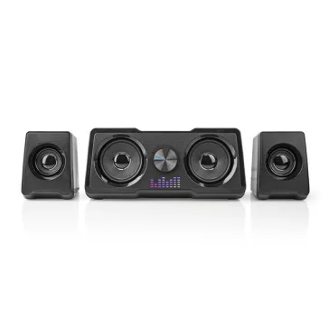   Nedis GSPR21022BK gamer hangszóró készlet, csatornák: 2.2, USB tápellátás, 3,5 mm jack, 48 W, LED, hangerőszabályozó
