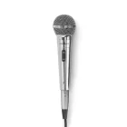 Nedis MPWD45GY dinamikus mikrofon, levehető kábel 5m, 80 Hz - 13 kHz 600 Ohm -72 dB Be/Ki kapcs.fém ezüst