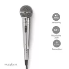 Nedis MPWD45GY dinamikus mikrofon, levehető kábel 5m, 80 Hz - 13 kHz 600 Ohm -72 dB Be/Ki kapcs.fém ezüst