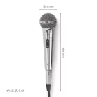 Nedis MPWD45GY dinamikus mikrofon, levehető kábel 5m, 80 Hz - 13 kHz 600 Ohm -72 dB Be/Ki kapcs.fém ezüst