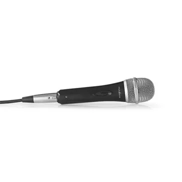   Nedis MPWD50CBK dinamikus mikrofon, levehető kábel 5m, 50 Hz - 15 kHz 600 Ohm -72 dB, kapcsoló, fekete/szürke