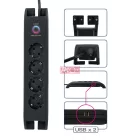 Asztali elosztó 4-es+2xUSB-A, túlfesz.
