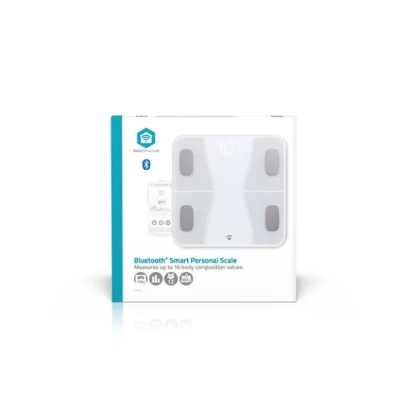 Nedis BTHPS11WT Bluetooth® okos személy mérleg, max. terhelés 180kg, Android™ / IOS Nedis BTHPS11WT Bluetooth® okos személy mérleg, max. terhelés 180kg, Android™ / IOS