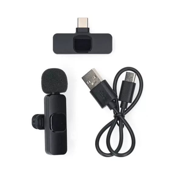 Nedis MICW110BK vezeték nélküli mikrofon, használható Notebook / Okostelefon / Tablet, USB Type-C™ Nedis MICW110BK vezeték nélküli mikrofon, használható Notebook / Okostelefon / Tablet, USB Type-C™