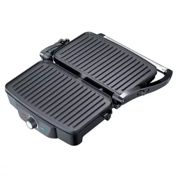   MELISSA Panini / Asztali grillsütő / kontakt grill 1600 W fekete / rozsdamentes acél burkolat, hőfokszabályzó