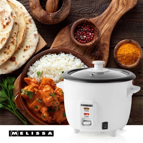 MELISSA rizsfőző, 0,6 l | 300 W | Tapadásmentes bevonat | Kivehető tál | Automatikus kikapcsolás MELISSA rizsfőző, 0,6 l | 300 W | Tapadásmentes bevonat | Kivehető tál | Automatikus kikapcsolás