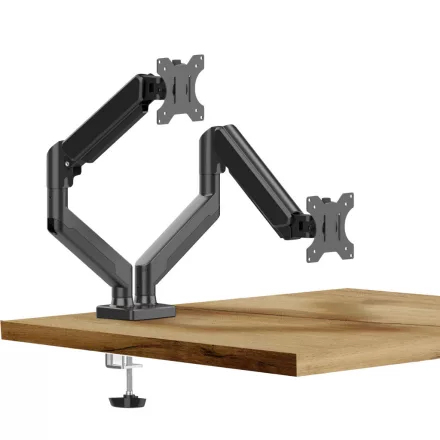 Monitor&TV tartókonzol - dupla karos, teleszkópos - asztallapra rögzíthető - 45 cm, 32"