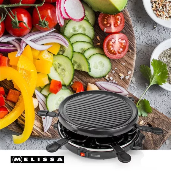 MELISSA raclette - gourmet - grill sütő, 6 személyes, 800 W | O 29 cm | Tapadásmentes bevonat