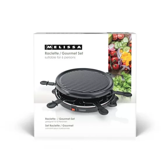 MELISSA raclette - gourmet - grill sütő, 6 személyes, 800 W | O 29 cm | Tapadásmentes bevonat