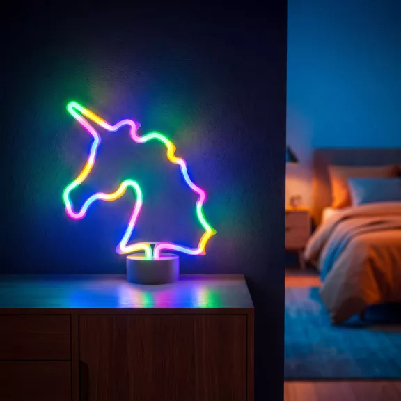 Neon LED lámpa - színes unikornis - 3 x AA + USB - 28,5 x 8,5 x 24,5 cm Neon LED lámpa - színes unikornis - 3 x AA + USB - 28,5 x 8,5 x 24,5 cm
