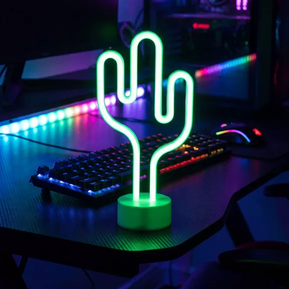 Neon LED lámpa - zöld kaktusz - 3 x AA + USB - 18,5 x 8,5 x 28 cm Neon LED lámpa - zöld kaktusz - 3 x AA + USB - 18,5 x 8,5 x 28 cm