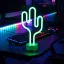 Neon LED lámpa - zöld kaktusz - 3 x AA + USB - 18,5 x 8,5 x 28 cm