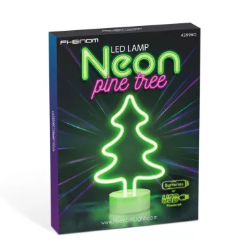   Neon LED lámpa - zöld fenyőfa - 3 x AA + USB - 18,5 x 8,5 x 28 cm