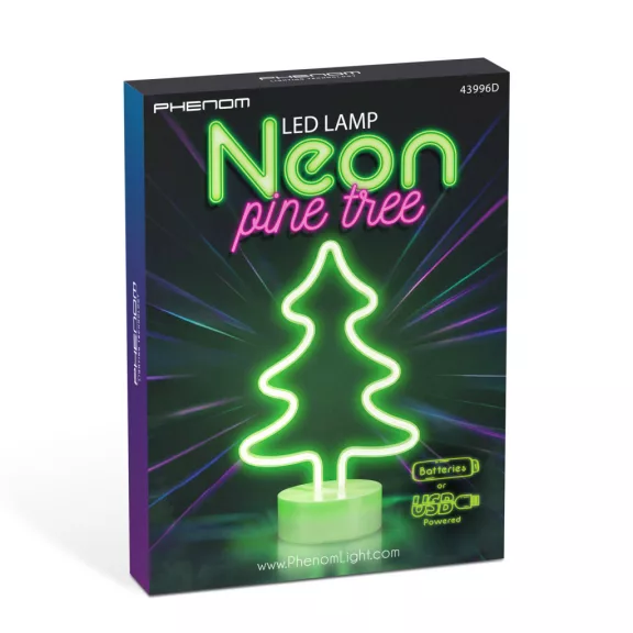 Neon LED lámpa - zöld fenyőfa - 3 x AA + USB - 18,5 x 8,5 x 28 cm Neon LED lámpa - zöld fenyőfa - 3 x AA + USB - 18,5 x 8,5 x 28 cm