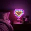 Neon LED lámpa - színes szív - 3 x AA + USB - 25,2 x 1,6 x 23 cm