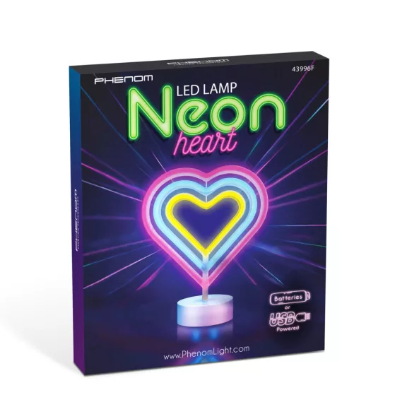 Neon LED lámpa - színes szív - 3 x AA + USB - 25,2 x 1,6 x 23 cm Neon LED lámpa - színes szív - 3 x AA + USB - 25,2 x 1,6 x 23 cm
