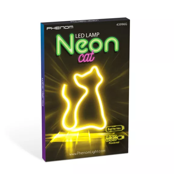 Neon LED lámpa - melegfehér macska - 3 x AA + USB - 17 x 1,6 x 23,3 cm Neon LED lámpa - melegfehér macska - 3 x AA + USB - 17 x 1,6 x 23,3 cm