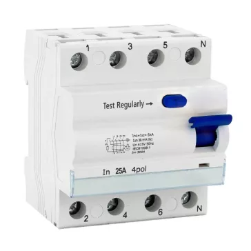Fi relé 4P 25A 0,03A 6kA 