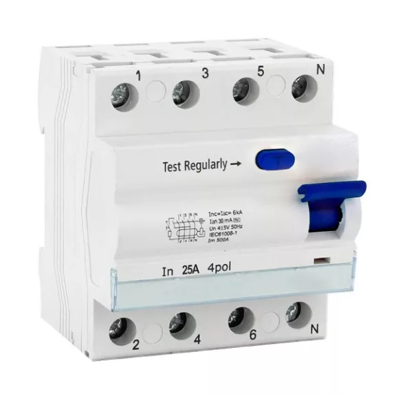 Fi relé 4P 25A 0,03A 6kA Fi relé 4P 25A 0,03A 6kA