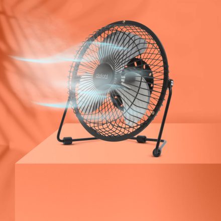 USB Mini Ventilátor, fém lapát biztonsági fém ketrecben, fekete