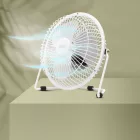 USB Mini Ventilátor, fém lapát biztonsági fém ketrecben, fehér