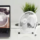 USB Mini Ventilátor, fém lapát biztonsági fém ketrecben, fehér