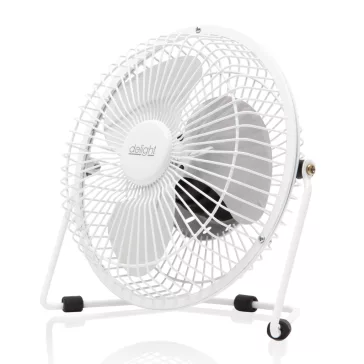   USB Mini Ventilátor, fém lapát biztonsági fém ketrecben, fehér