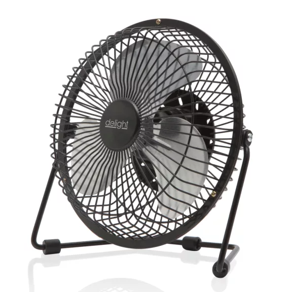 USB Mini Ventilátor, fém lapát biztonsági fém ketrecben, fekete