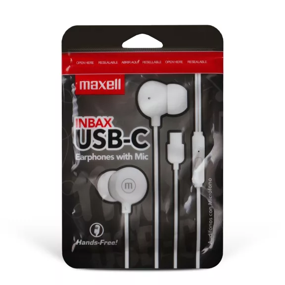 Maxell vezetékes fülhallgató - fehér - USB-C (INBAX) Maxell vezetékes fülhallgató - fehér - USB-C (INBAX)