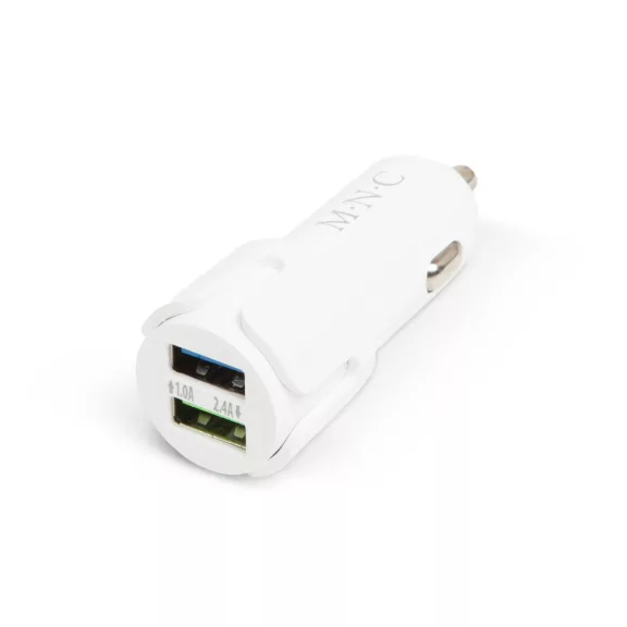 Autós szivargyújtó adapter 2 USB aljzattal - 2,4 A - Fehér Autós szivargyújtó adapter 2 USB aljzattal - 2,4 A - Fehér