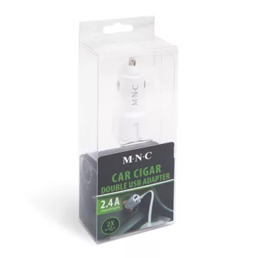   Autós szivargyújtó adapter 2 USB aljzattal - 2,4 A - Fehér
