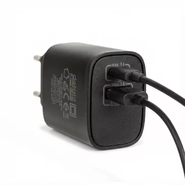   Hálózati Adapter USB + Type-C PD20W gyorstöltéssel - fekete